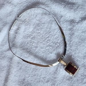 Silpada Sterling Silver Collar Necklace With Red Pendant